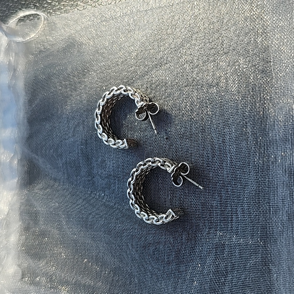 Tiffany & Co sterling silver mesh earrings.